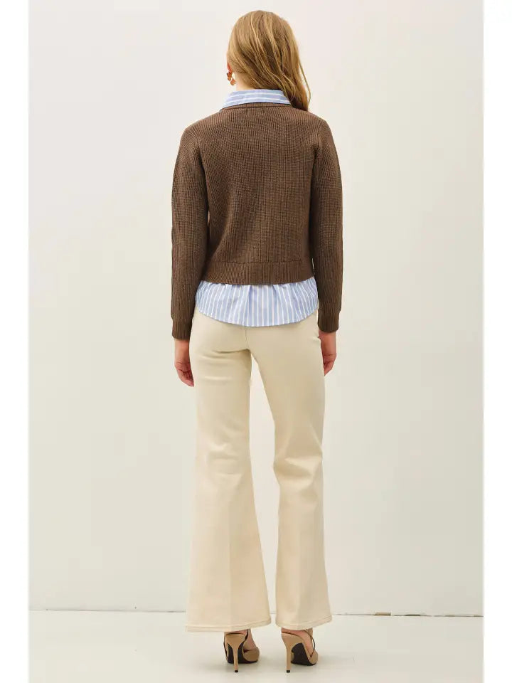 Samatha Stripe Shirt Layered Cardigan