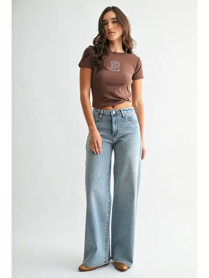 Patch Pocket Wide Leg Denim