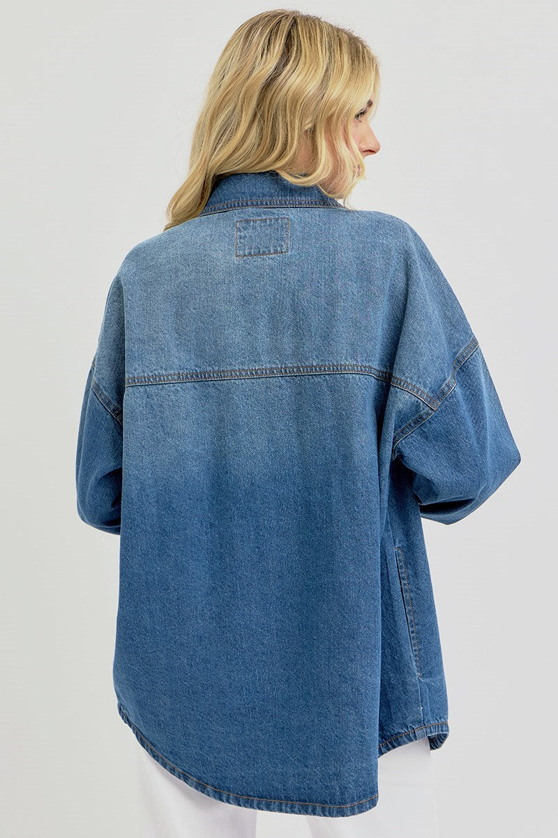 Rory Oversized Denim Shaket - Plus Size