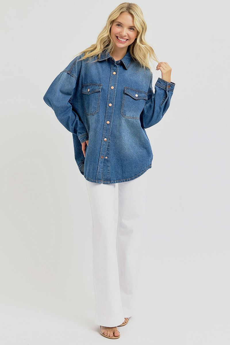 Rory Oversized Denim Shaket - Plus Size