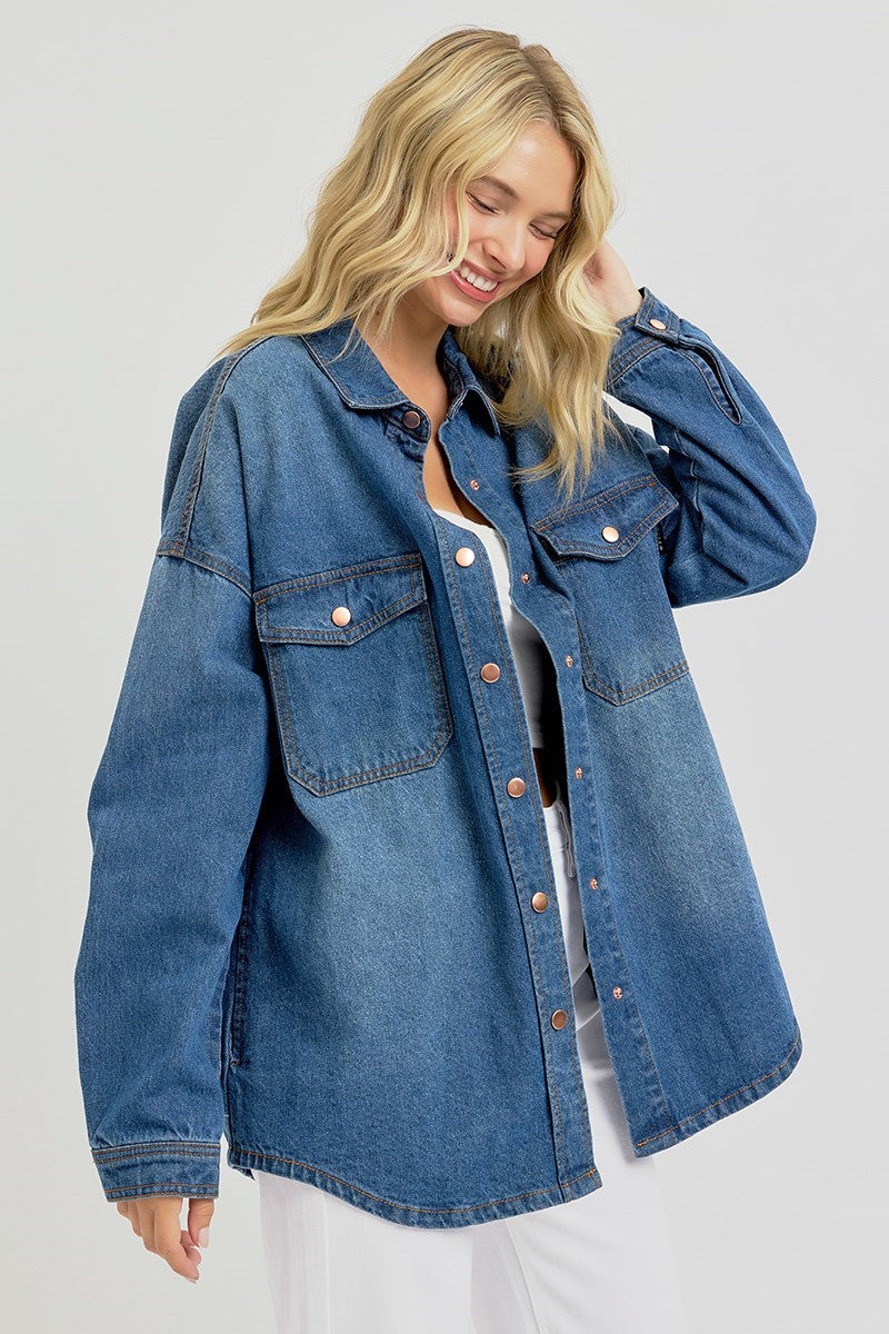Rory Oversized Denim Shaket - Plus Size
