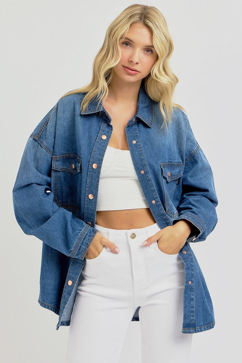 Rory Oversized Denim Shaket - Plus Size