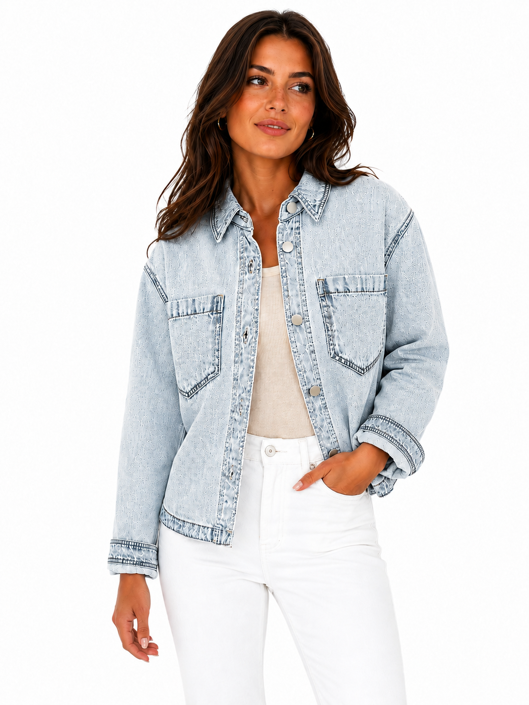 Crew Cropped Lightweight Denim Jacket
