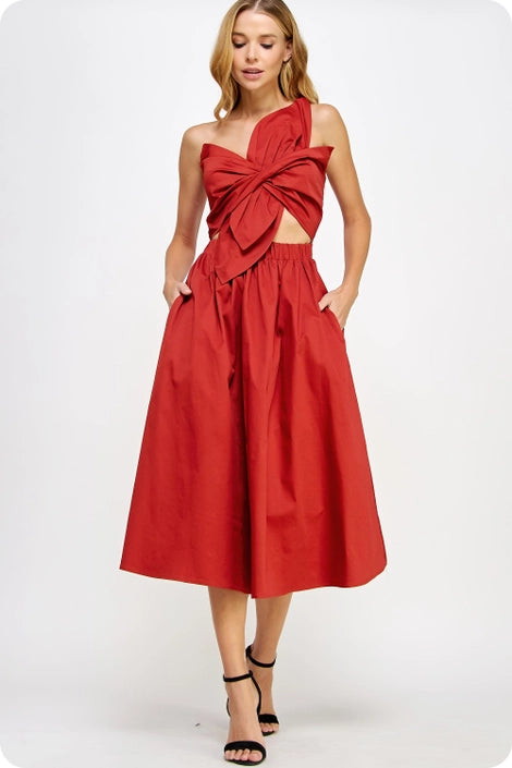 Fiona Knotted Bow Midi Dress