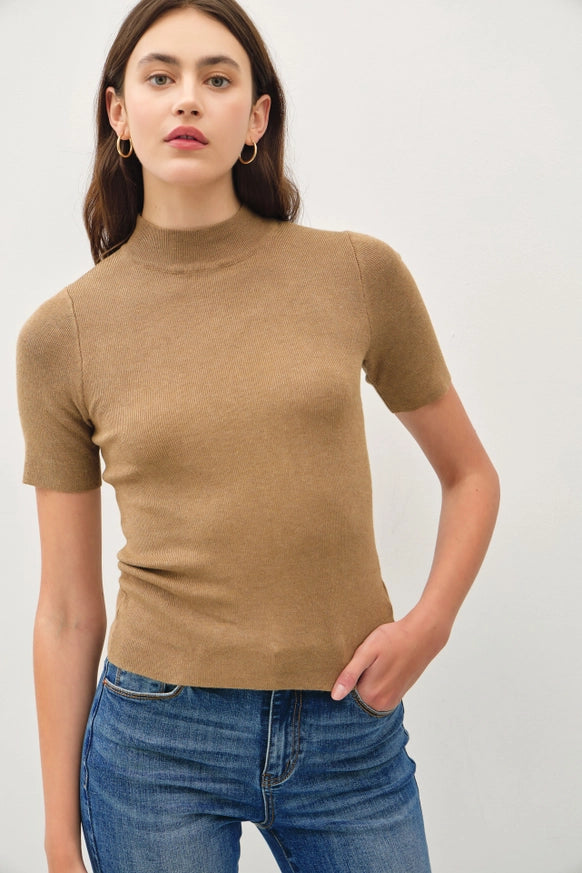 Renae Short Sleeve Mock Neck Sweater