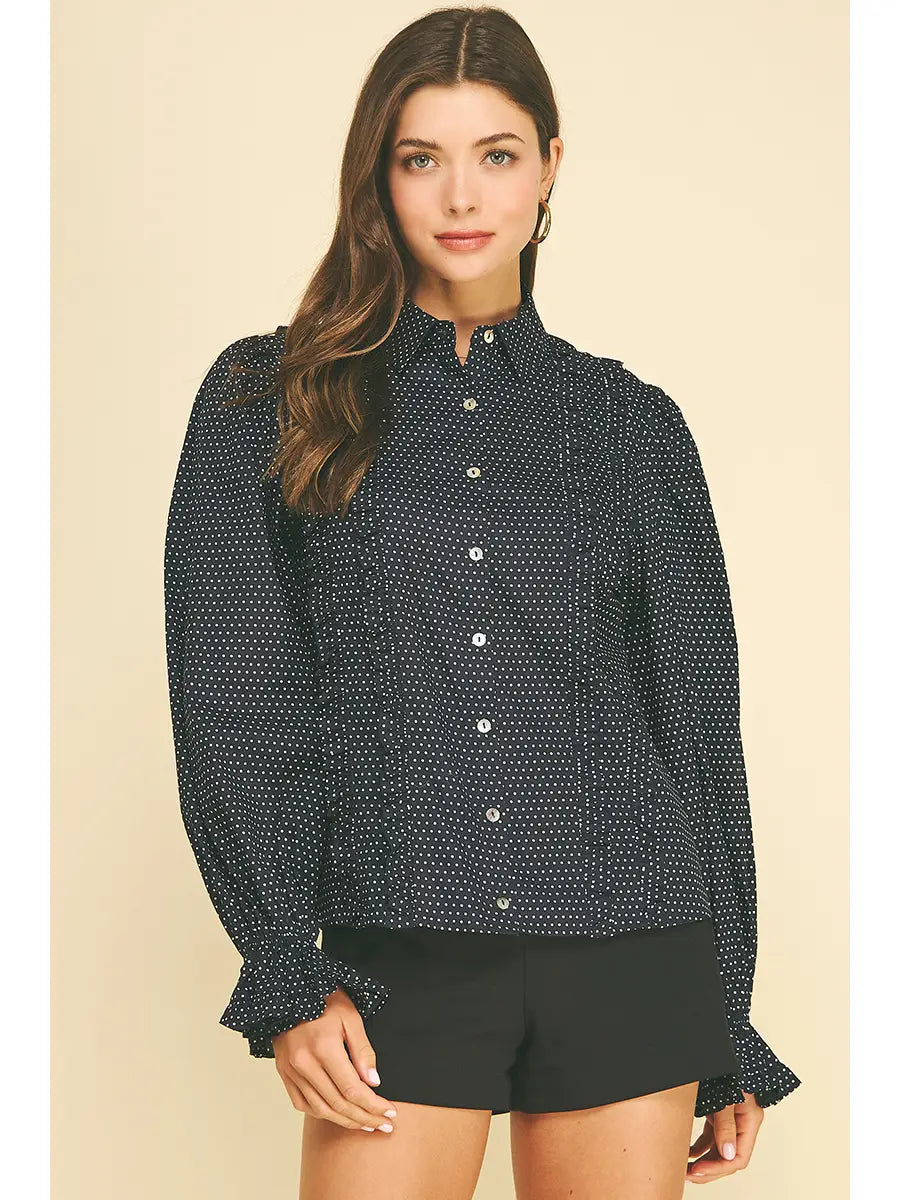 Raya Polka Dot Button Down Shirt