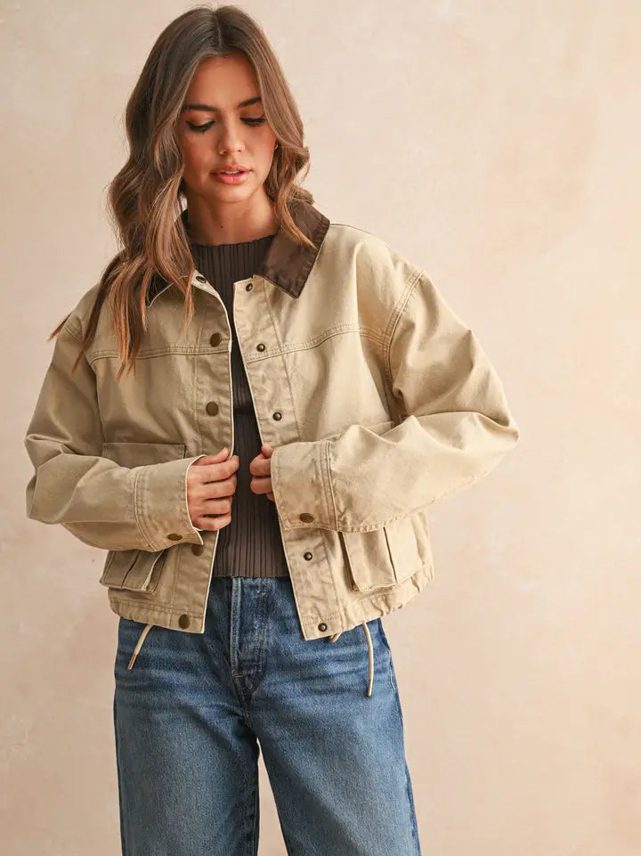Cassie Contrast Collar Utility Jacket