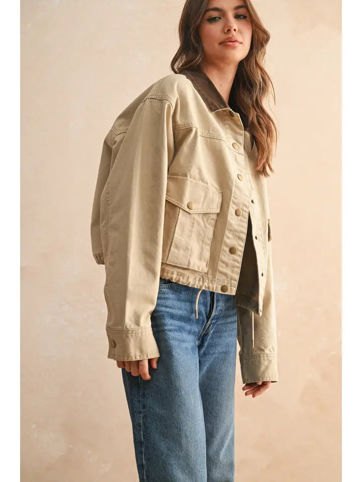 Cassie Contrast Collar Utility Jacket