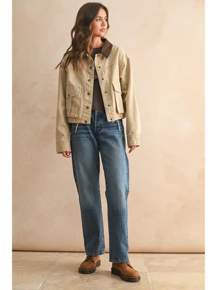 Cassie Contrast Collar Utility Jacket