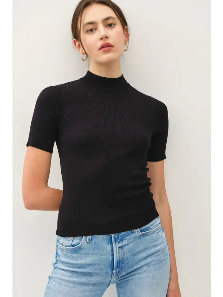 Renae Short Sleeve Mock Neck Sweater