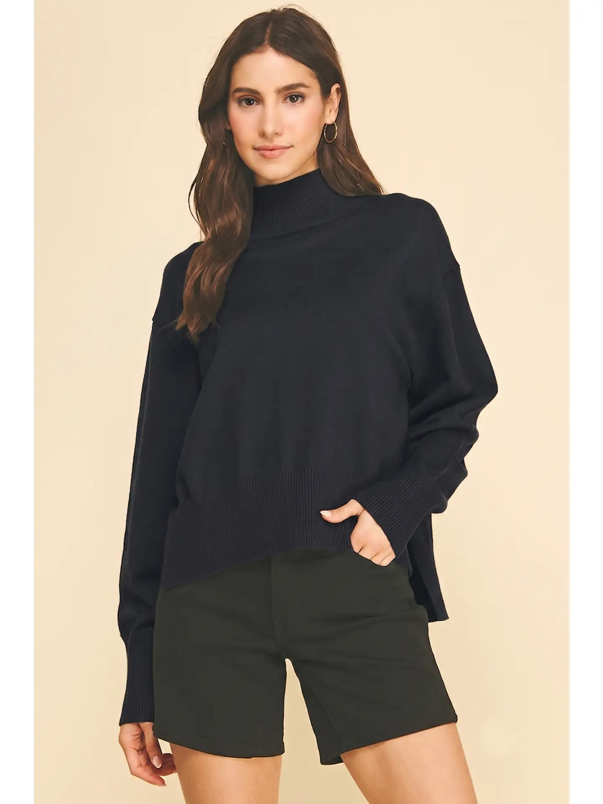 Evelyn Hi-Lo Turtle Neck Sweater
