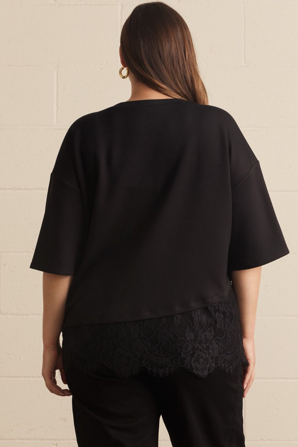 Lillian Lace Hem Knit Top - Plus Size