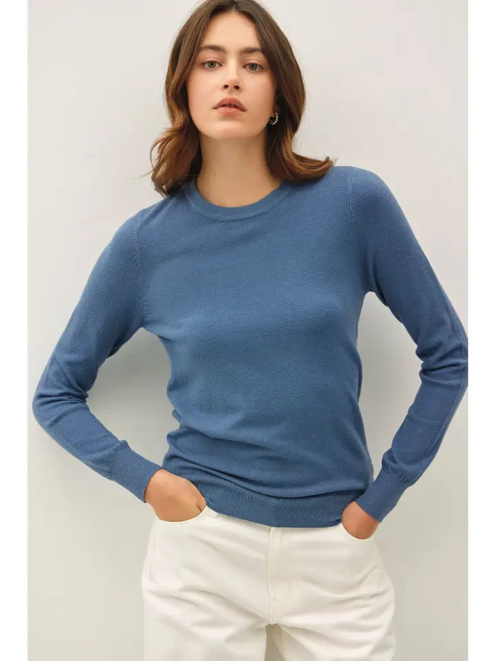 Viscose Crew Neck Soft Knit Sweater