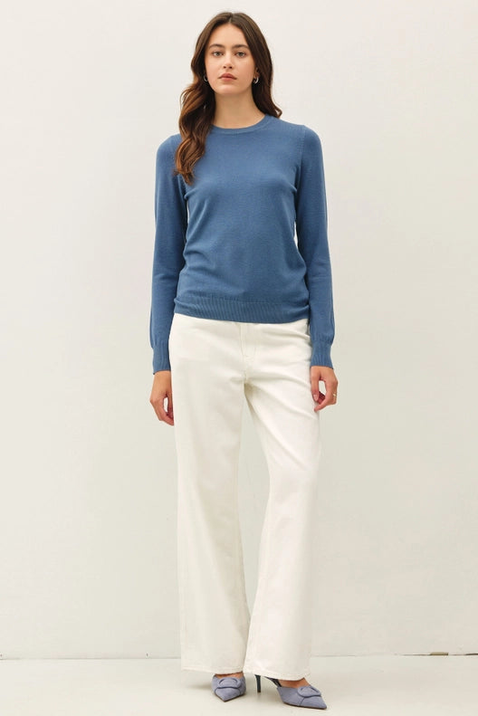 Viscose Crew Neck Soft Knit Sweater