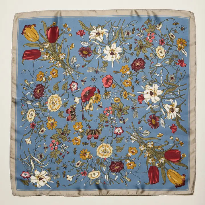 Lucy Vintage Botanical Floral Square Scarf