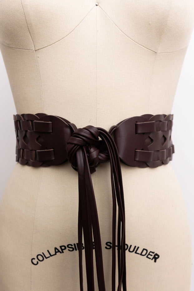 Wide Woven Leather Belt