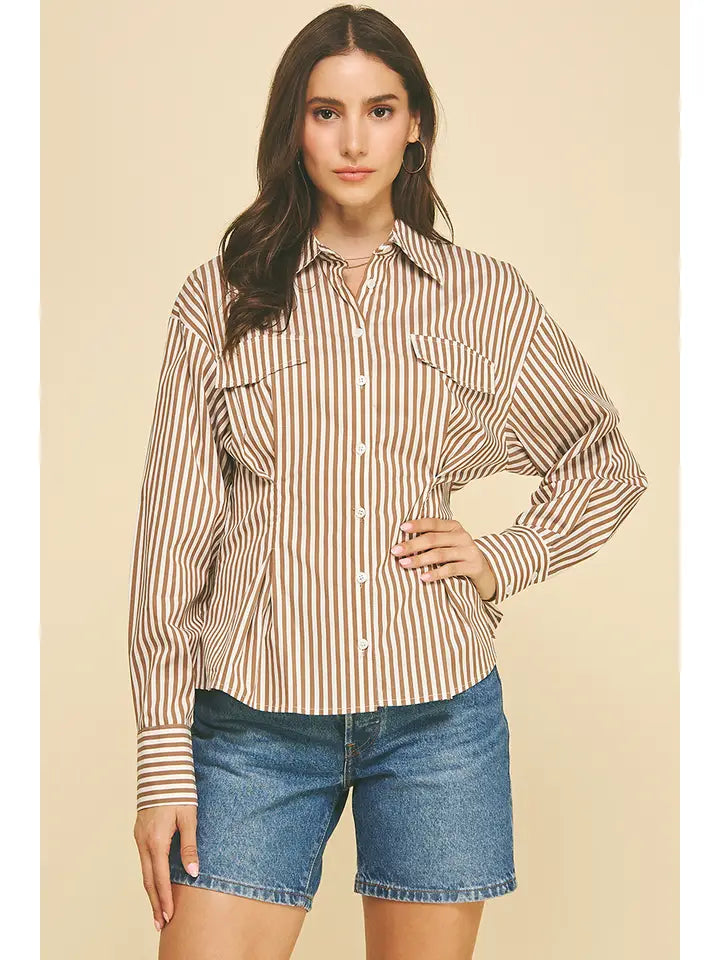 Suzette Stripe Tucked Button Down Shirt