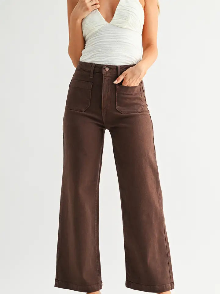 Patch Pocket Wide Leg Denim