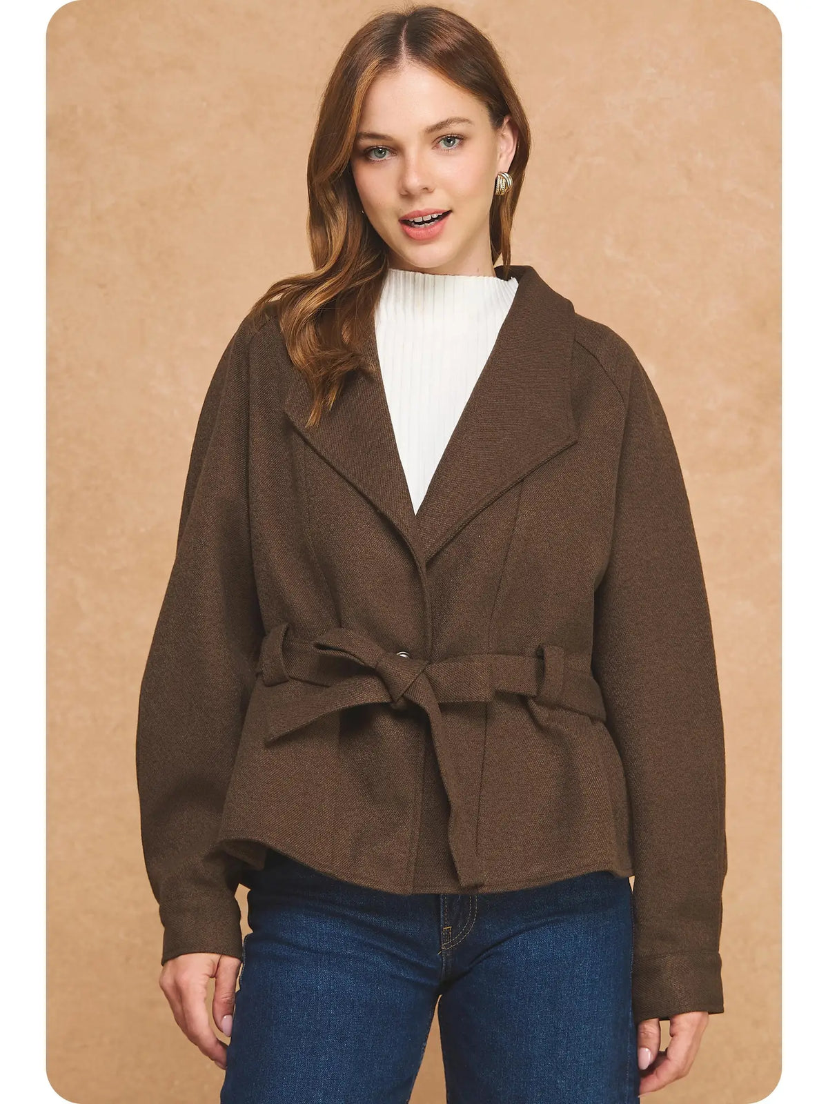 Rebecca Woven Belted Wrap Jacket