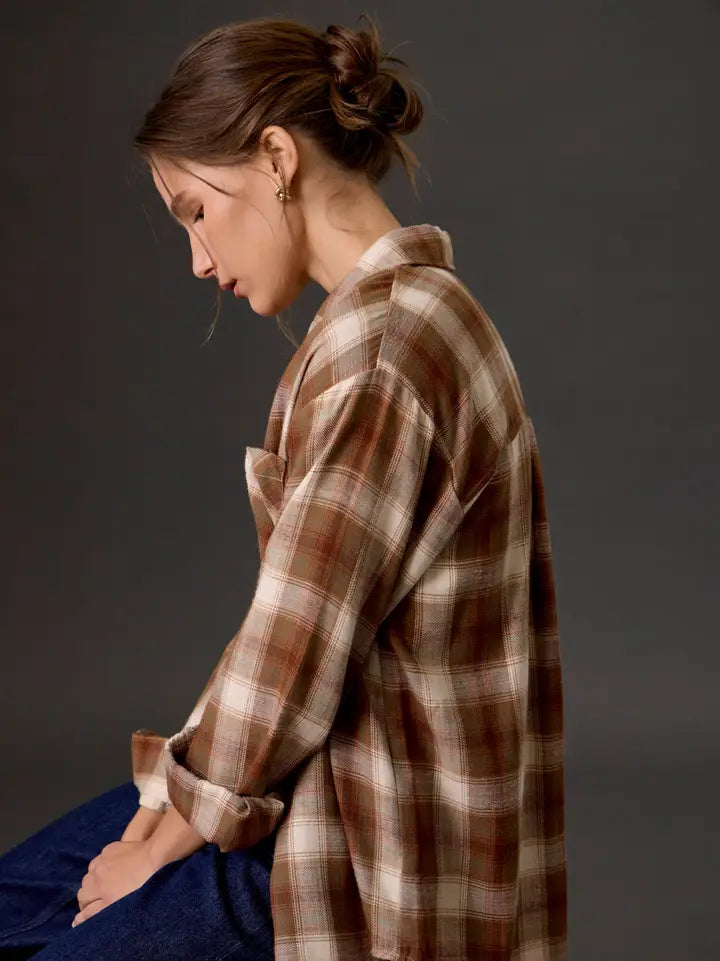 Whit Oversized Brown Flannel