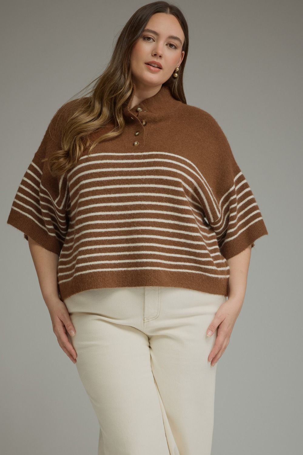 Kate Knit Short Sleeve Top - Plus Size