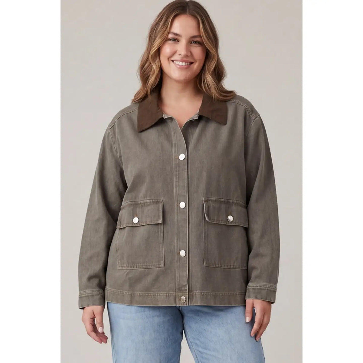 Washed Twill Jacket - Plus Size