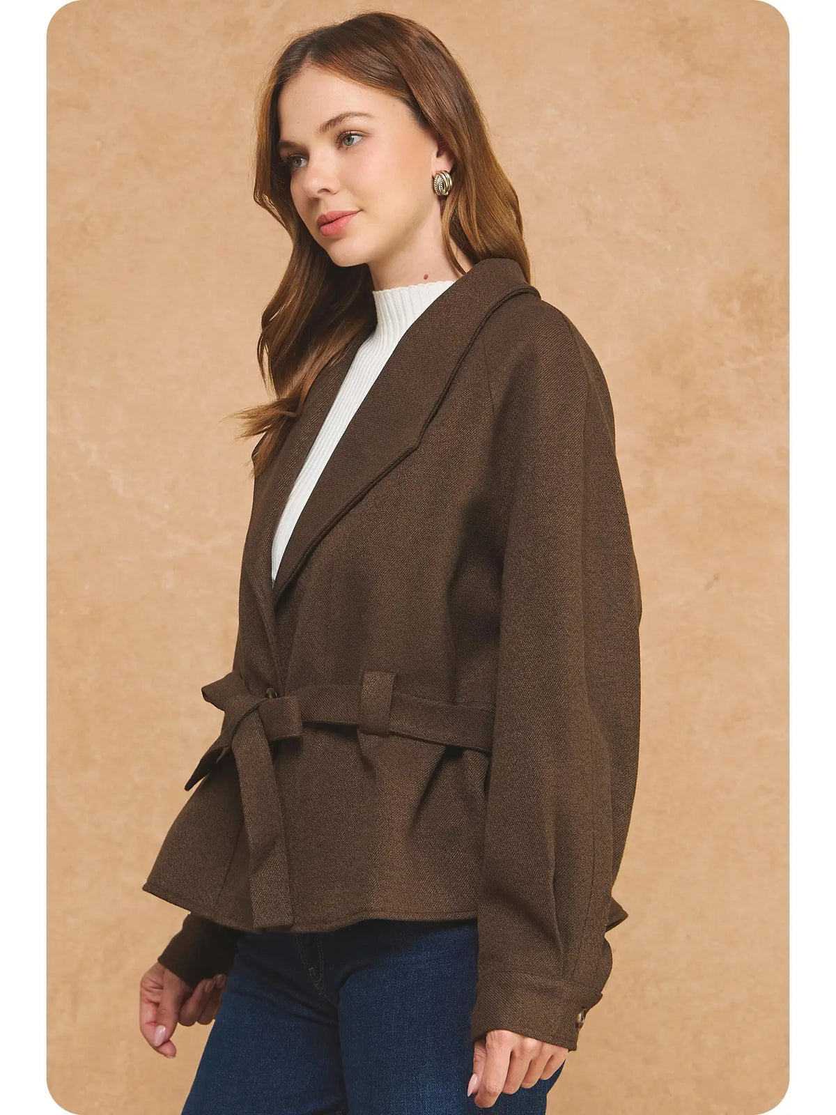 Rebecca Woven Belted Wrap Jacket