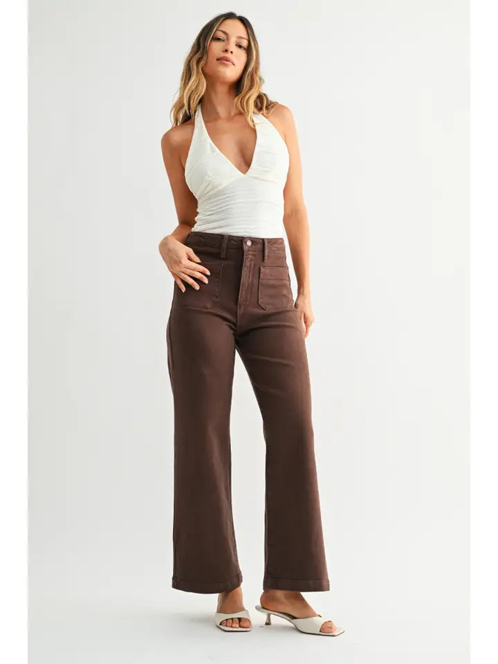 Patch Pocket Wide Leg Denim