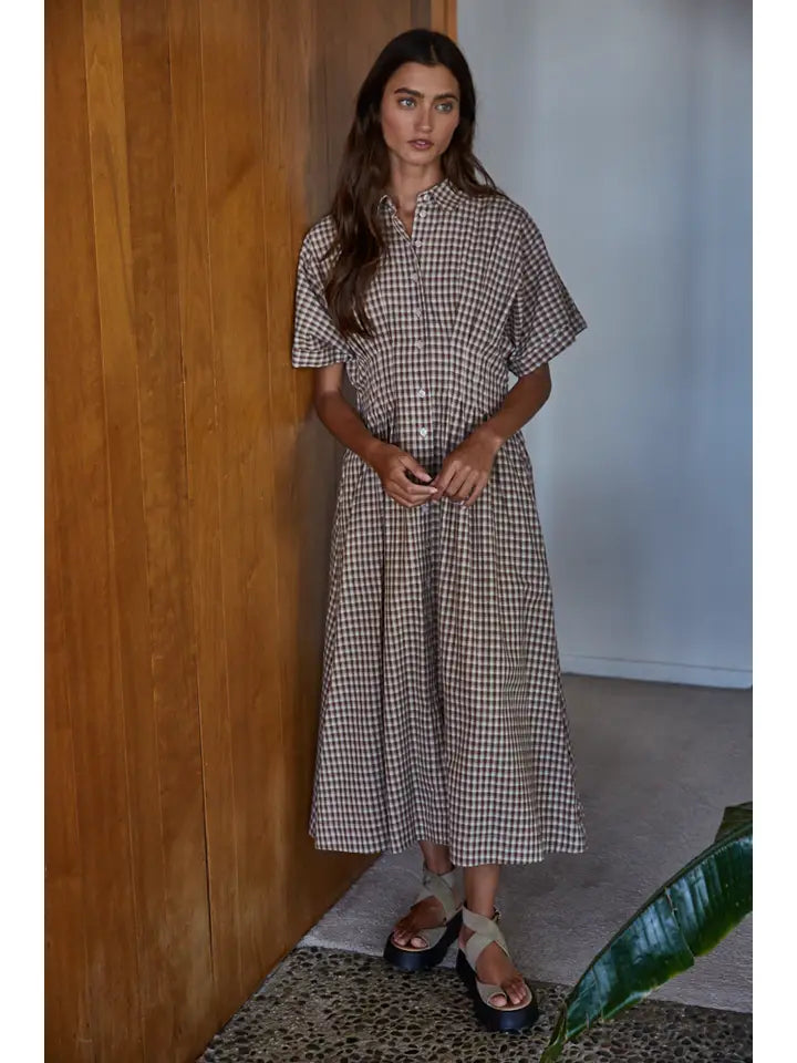 Cotton Gingham  Maxi Dress