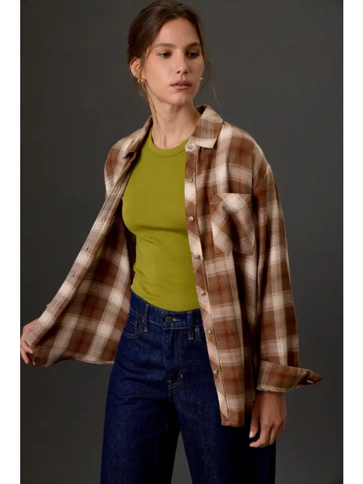 Whit Oversized Brown Flannel