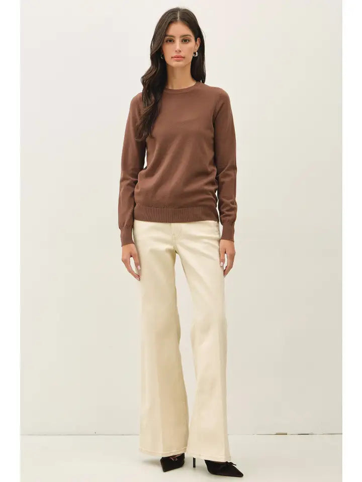 Viscose Crew Neck Soft Knit Sweater