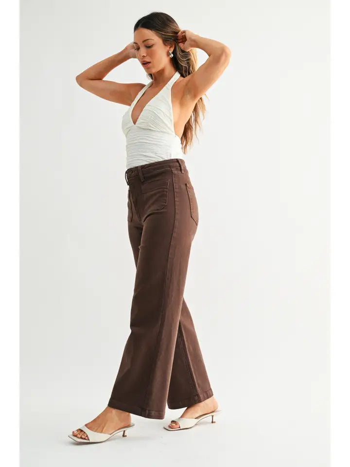 Patch Pocket Wide Leg Denim