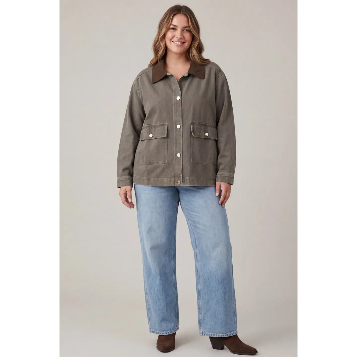 Washed Twill Jacket - Plus Size