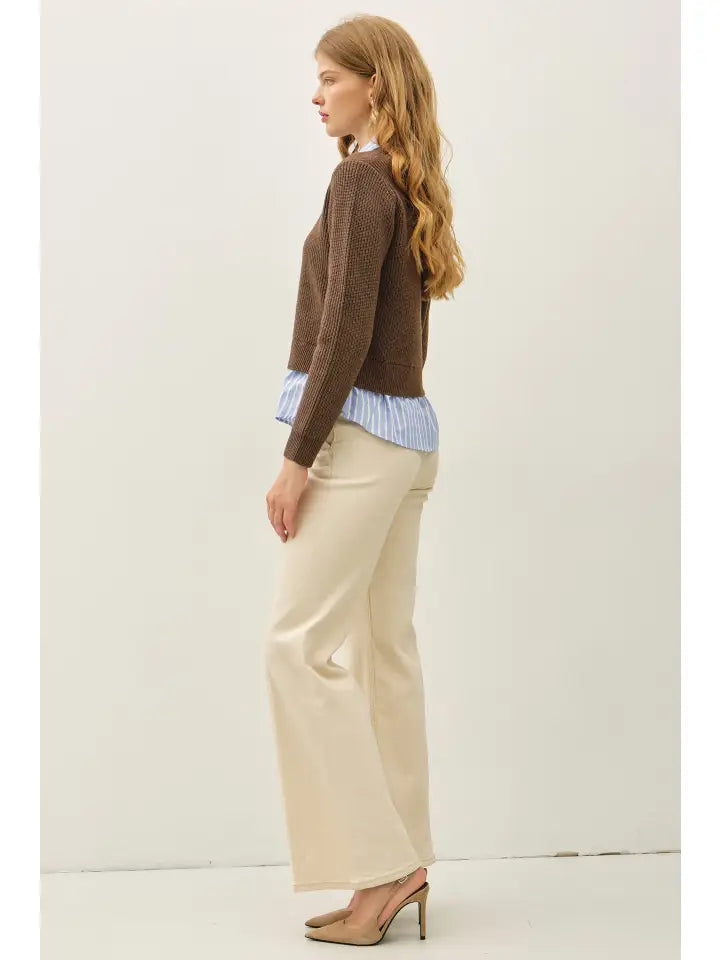 Samatha Stripe Shirt Layered Cardigan