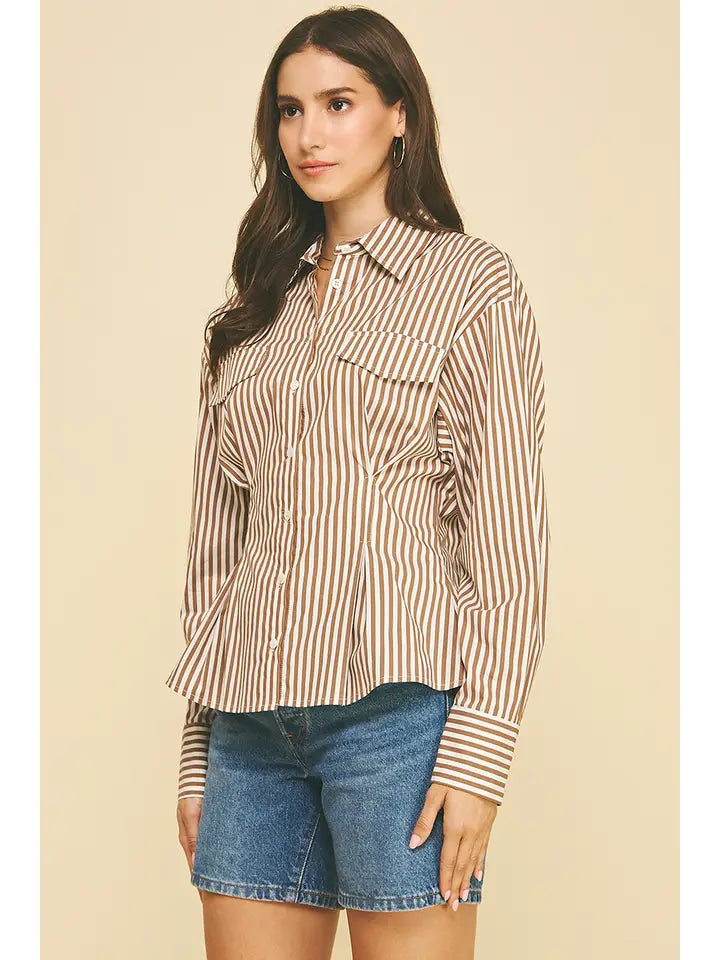 Suzette Stripe Tucked Button Down Shirt