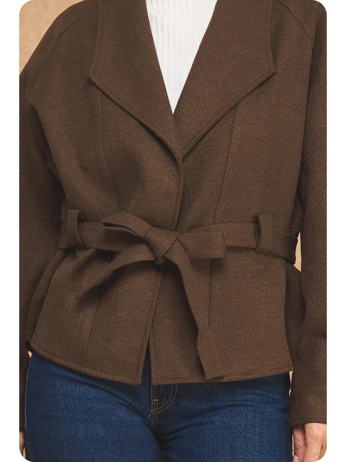 Rebecca Woven Belted Wrap Jacket