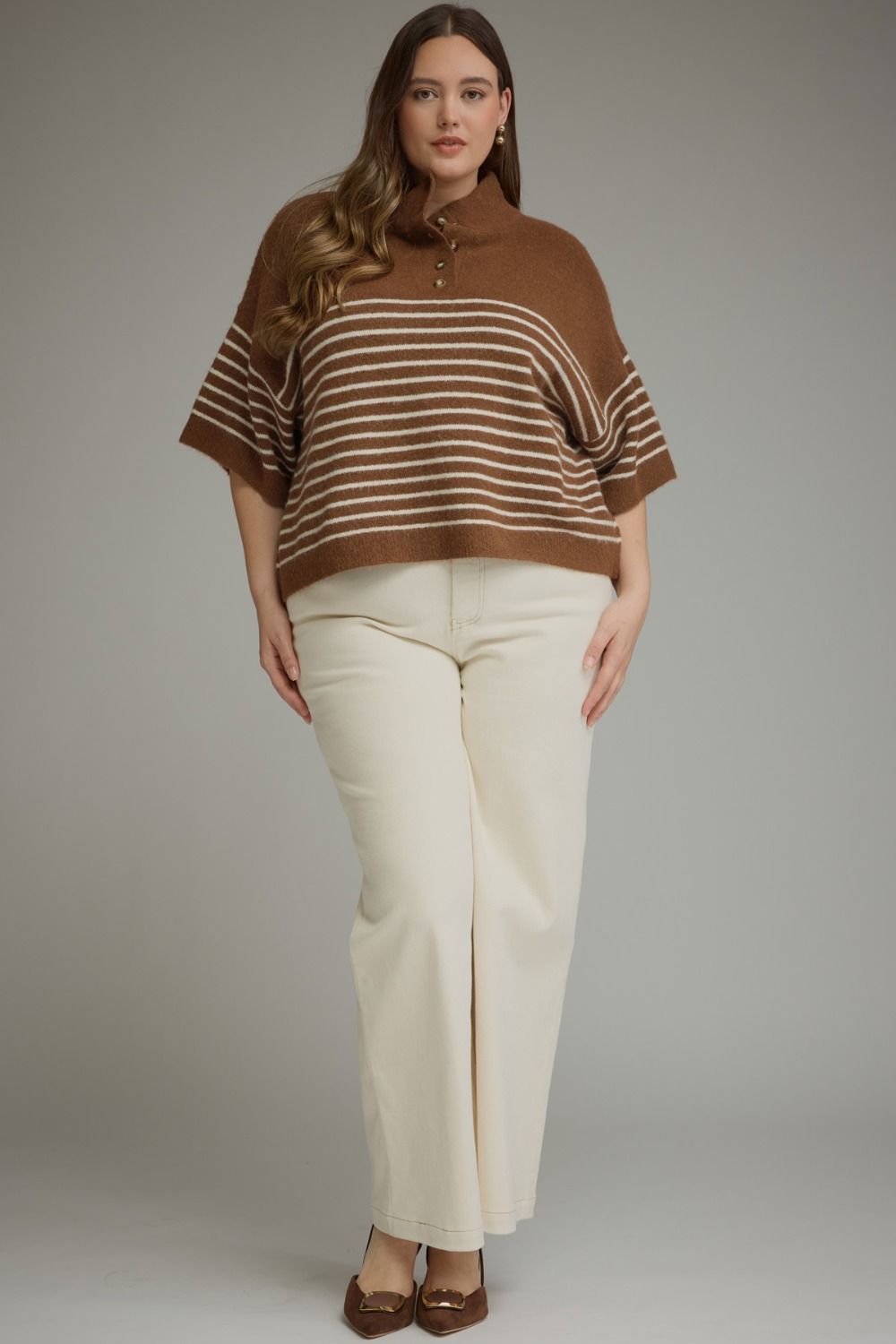 Kate Knit Short Sleeve Top - Plus Size
