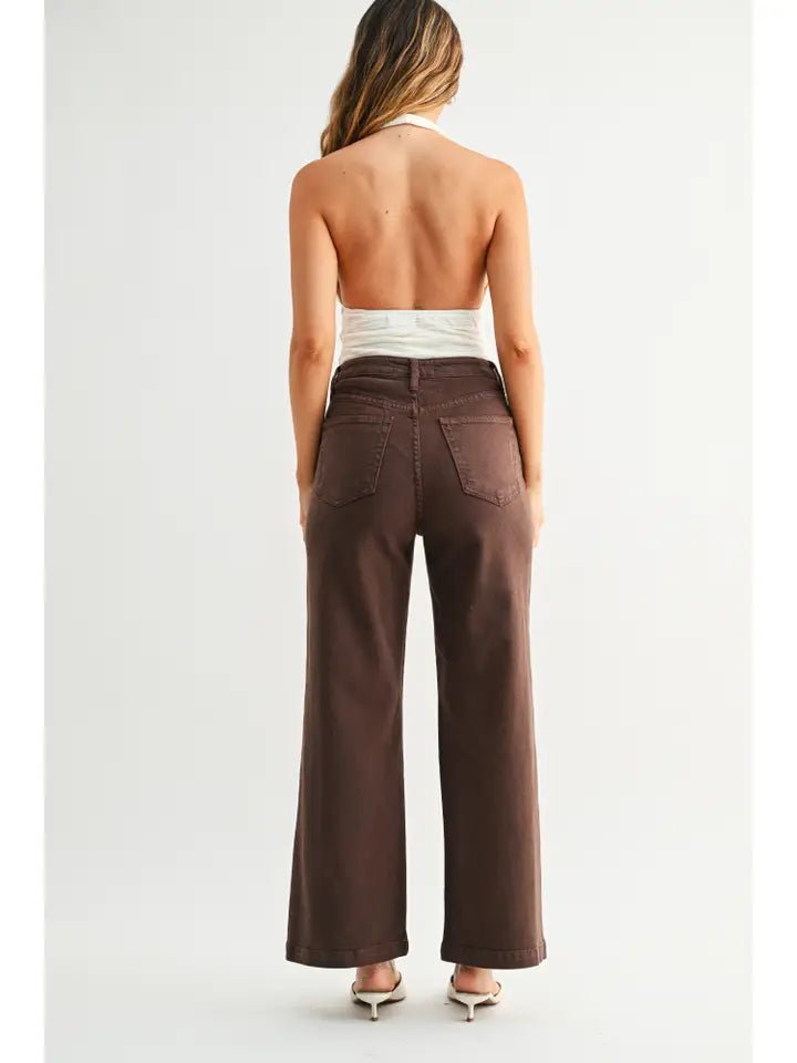 Patch Pocket Wide Leg Denim