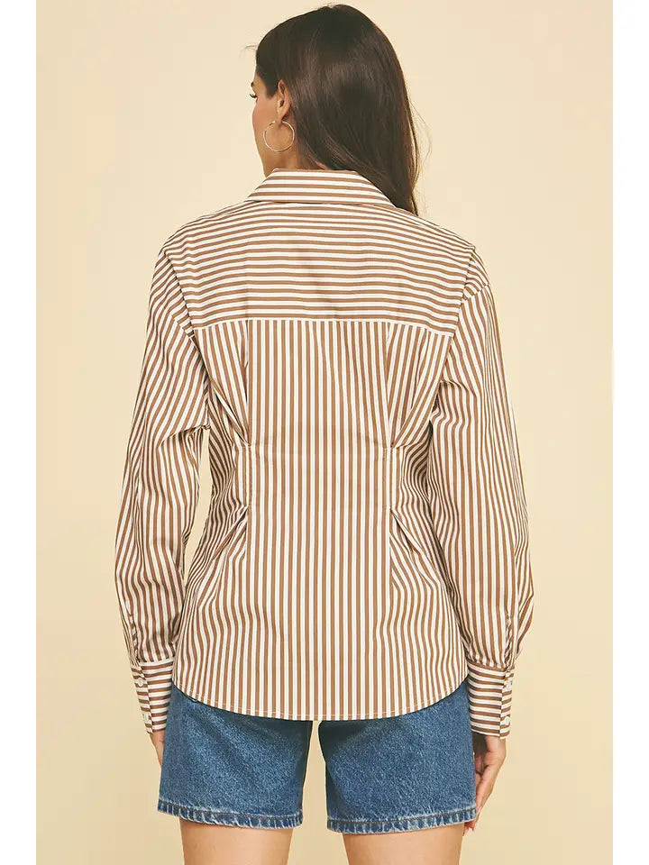 Suzette Stripe Tucked Button Down Shirt