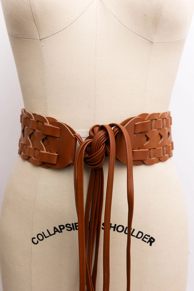 Wide Woven Leather Belt