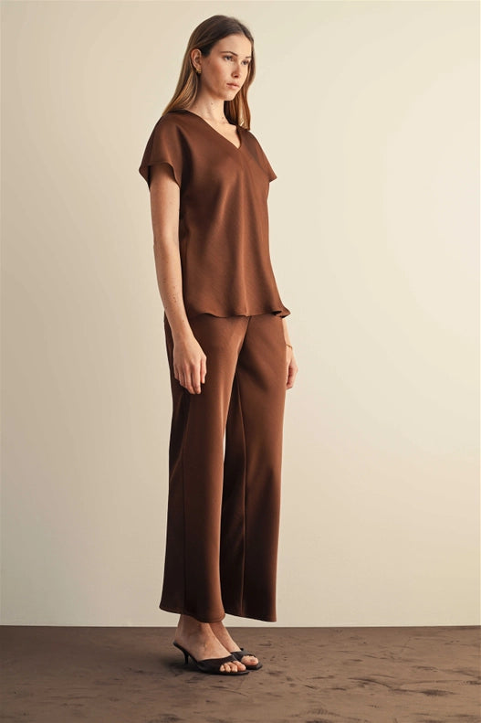 Linnea V Neck Satin Top