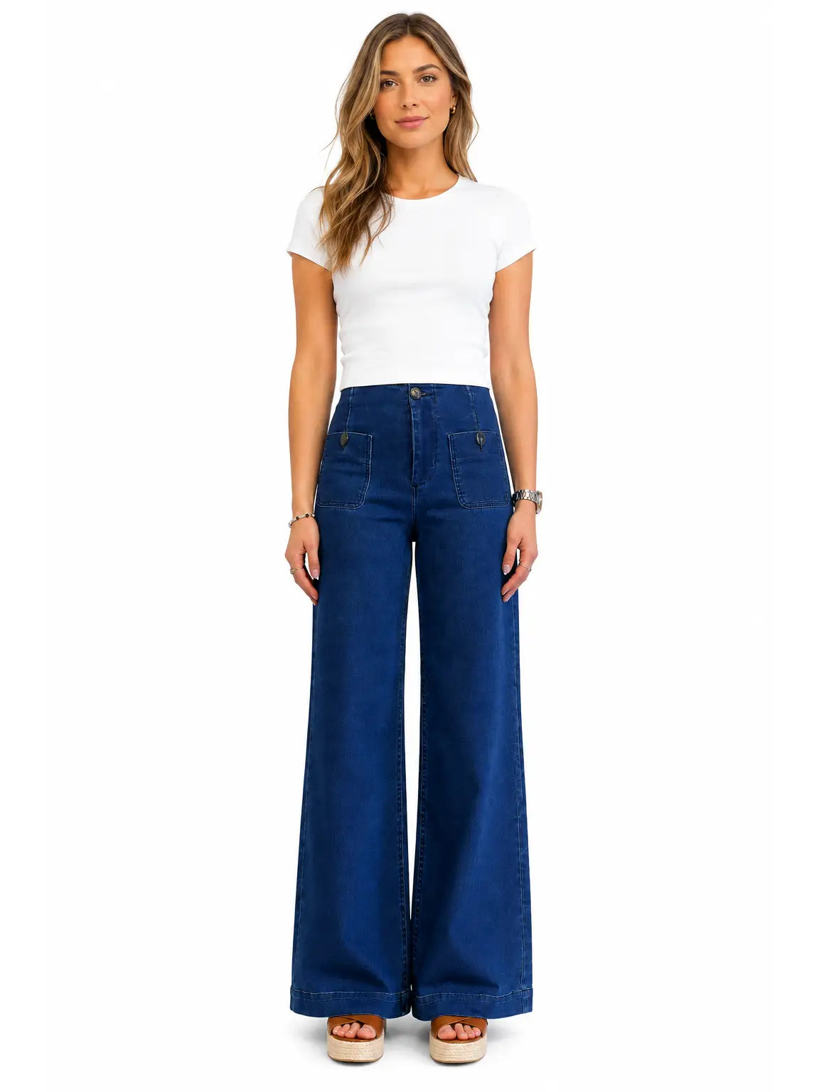 Wynona Wide Leg Jean with Patch Pockets