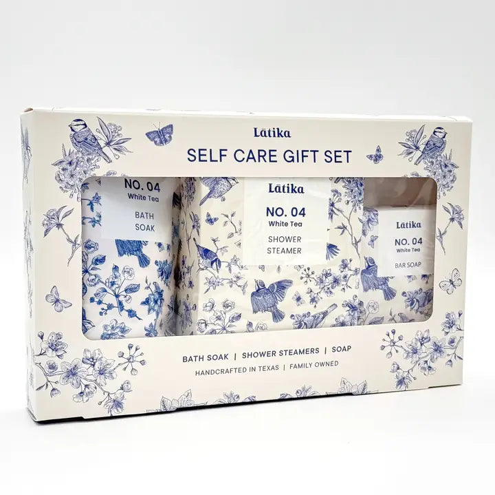 Self Care Gift Set - White Tea Bath, Steamer &amp; Soap
