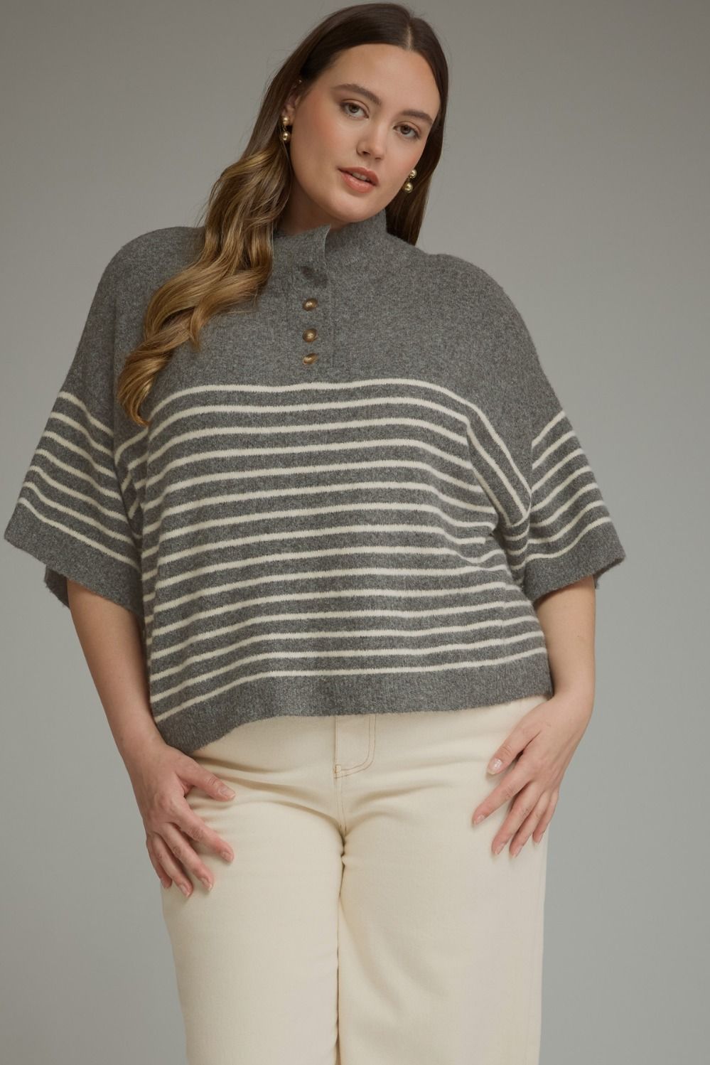 Kate Knit Short Sleeve Top - Plus Size