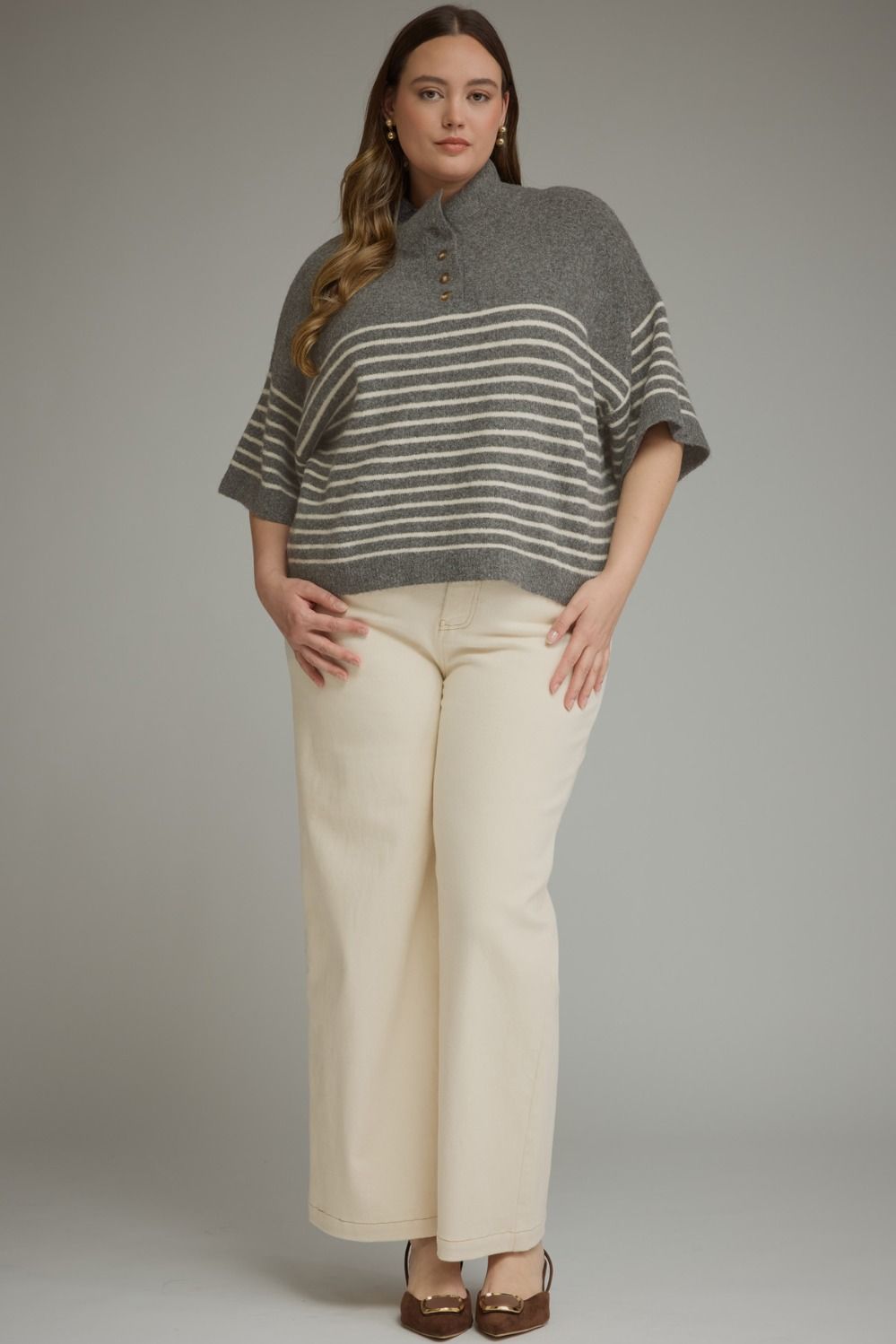 Kate Knit Short Sleeve Top - Plus Size