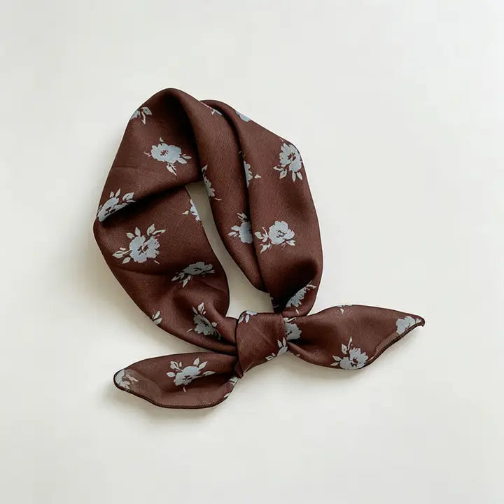 Brown and Blue Floral Scarf
