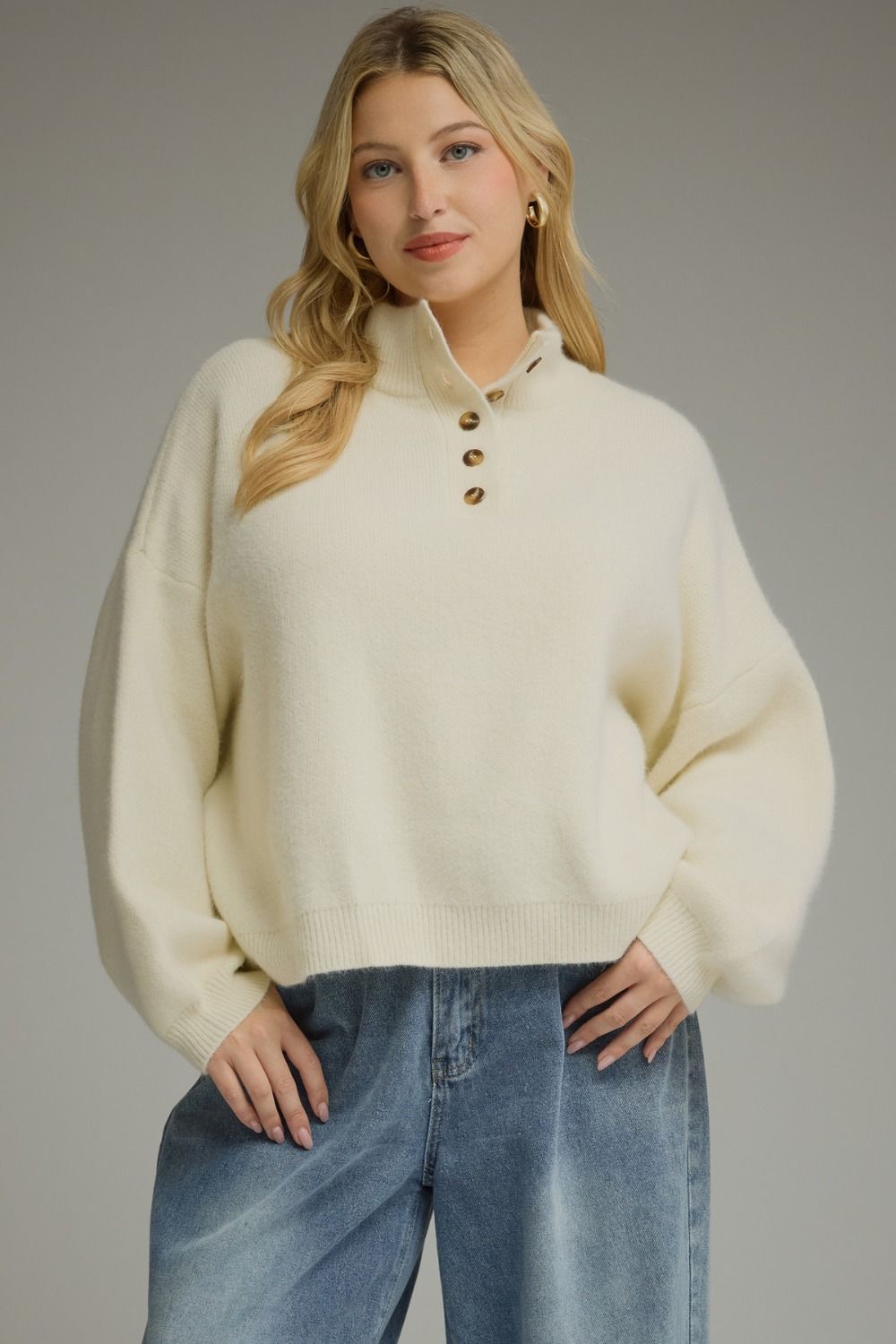 Remi Balloon Sleeve Sweater - Plus Size