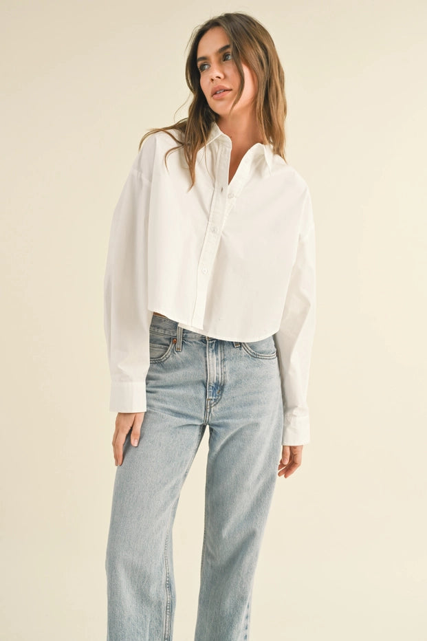 Jill Cropped Button Down Shirt