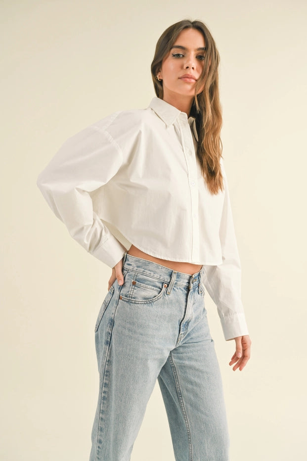 Jill Cropped Button Down Shirt