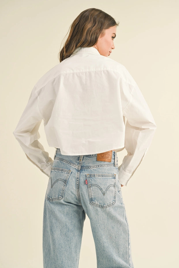 Jill Cropped Button Down Shirt